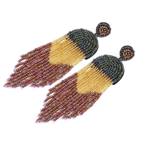 Artisan Seed Bead Statement Drop Earrings! - Picture 6 of 6